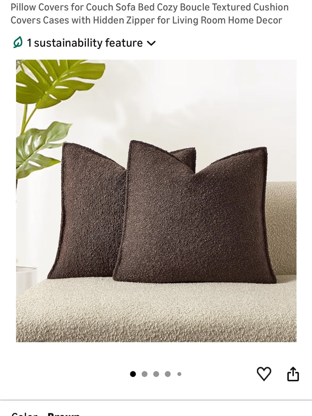 4-Cozy Bouclé Pillow Cover in Rich Brown 20 x 20

Great Condition